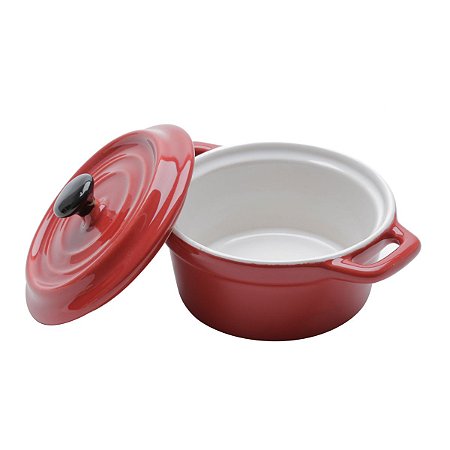 MINI CAÇAROLA DE PORCELANA BLACK LID VERMELHA 12,7cm