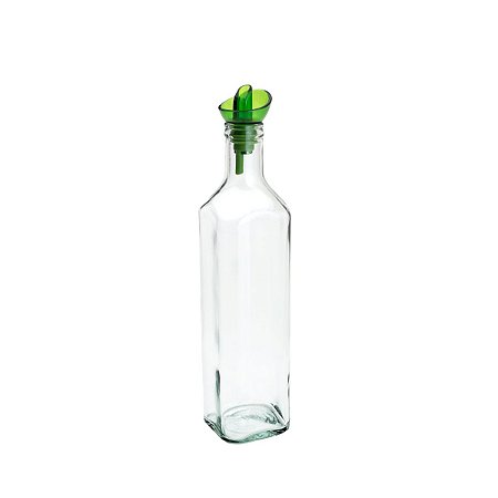 GARRAFA P/AZEITE DE VIDRO TRANSPARENTE E VERDE 500ml