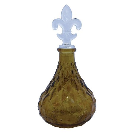 CJ. DE GARRAFAS DE VIDRO C/ TAMPA FLOR DE LIS - 4 PCS AMBA