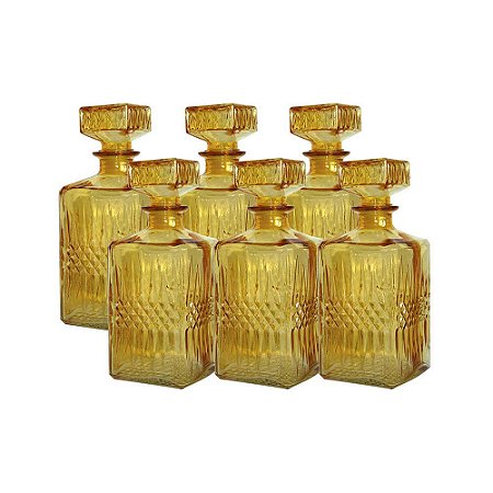 CJ. DE GARRAFAS DE VIDRO AMBAR - 6 PCS