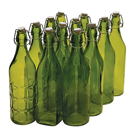 CONJUNTO DE 12 GARRAFAS DECORATIVA DE VIDRO