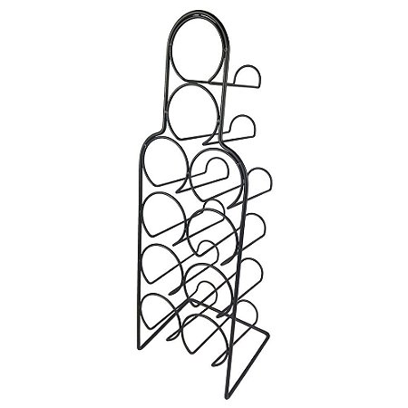 PORTA GUARRAFAS DE METAL PRETO PARA 10 GARRAFAS 18,5CM X 18,