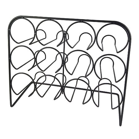 PORTA GUARRAFAS DE METAL PRETO PARA 12 GARRAFAS 36,5CM X 16C