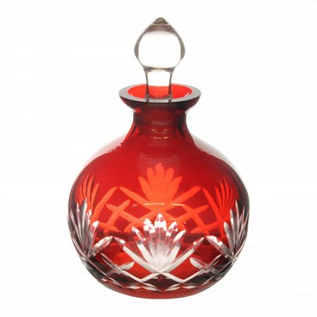 CJ. DE GARRAFA PEQUENA DE CRISTAL LAPIDADO - 6 PCS - VERMELH