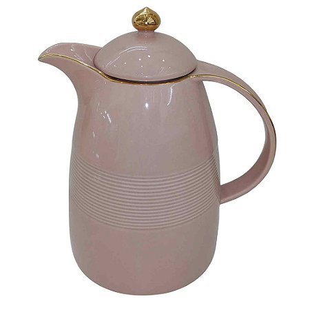GARRAFA TERMICA DE PORCELNA ROSE E DOURADO