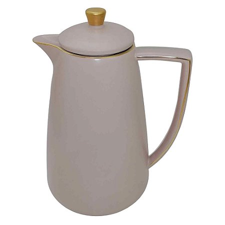 GARRAFA TERMICA DE PORCELNA ROSE FOSCO E DOURADO