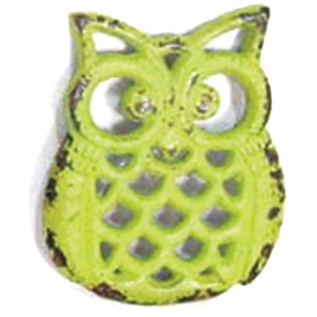 DESCANSO PANELA METAL CORUJA RUSTICA VERDE 13 X 1,5 X 16 CM