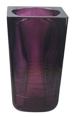 VASO QUADRADO DE VIDRO 28CM VERMELHO