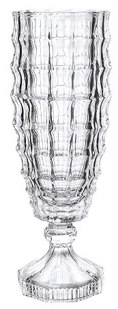 VASO SQUARE COM PE EM CRISTAL ECOLOGICO D12XA37,5CM TRANSPARENTE