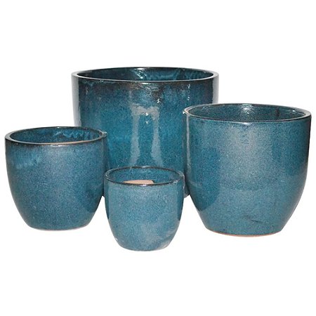 CJ DE VASOS VIETNAMITA AZUL PETROLEO  04 PCS
