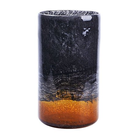 MURANO VASO BICOLOR EM VIDRO L16XP16XA29CM COR PRETO