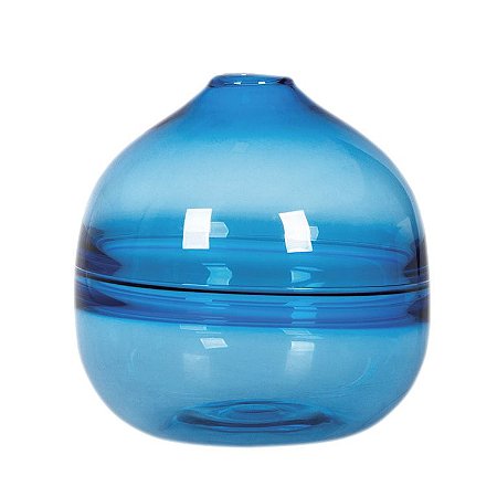 VASO PRAINHA EM VIDRO 19.5CM AZUL