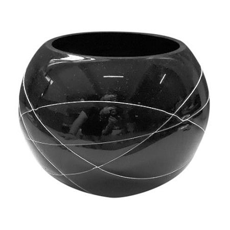 VASO DE VIDRO 15X19CM PRETO