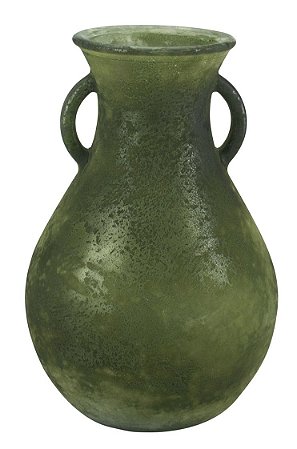 VASO DE VIDRO PAMPLONA COM ALÇA 24CM VERDE METÁLICO