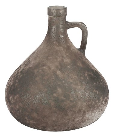 VASO DE VIDRO PAMPLONA COM ALCA 18CM MARROM METALICO