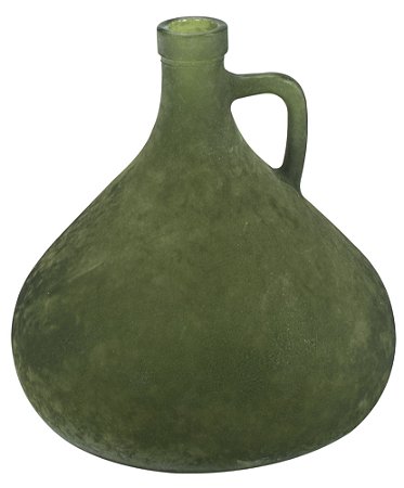 VASO DE VIDRO PAMPLONA COM ALÇA 18CM VERDE METÁLICO