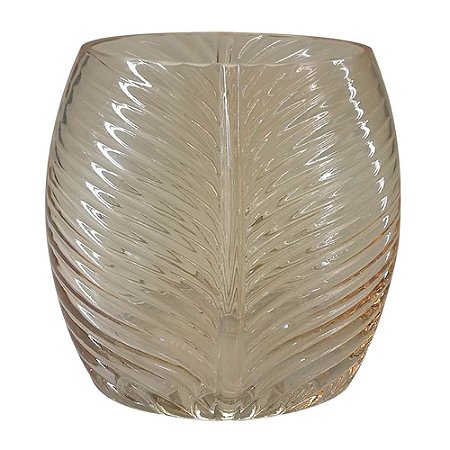 VASO FOLHAGEM EM VIDRO L11,5XP8,5XA16CM COR AMBAR
