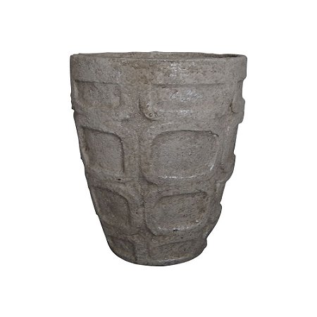 VASO DE CIMENTO COM DESENHOS GEOMETRICOS CINZA