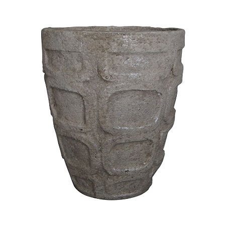 VASO DE CIMENTO COM DESENHOS GEOMETRICOS CINZA