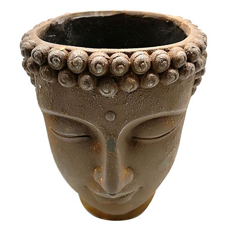 VASO DE RESINA MARROM COM FORMATO DE BUDHA 28CM X 27CM X 33,