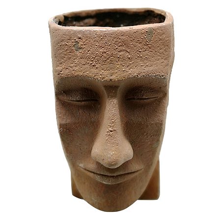 VASO DE RESINA MARROM COM FORMATO DE ROSTO 32CM X 25,5CM X 4