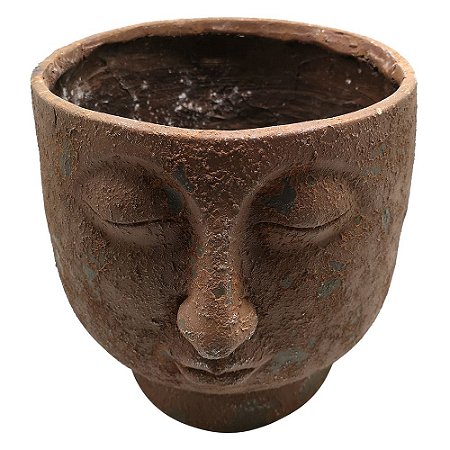 VASO DE RESINA MARROM COM FORMATO DE ROSTO 32CM X 29CM X 30C