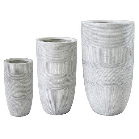 CONJ DE VASOS BRANCO - 3PSC G:43CM X 43CM X 78CM M: 33,5CM X
