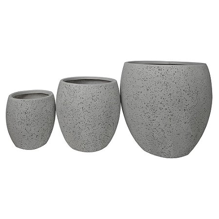 CONJ. DE VASOS CINZA - 3PCS G:55,5CM X 55,5CM X 55CM M: 43,5