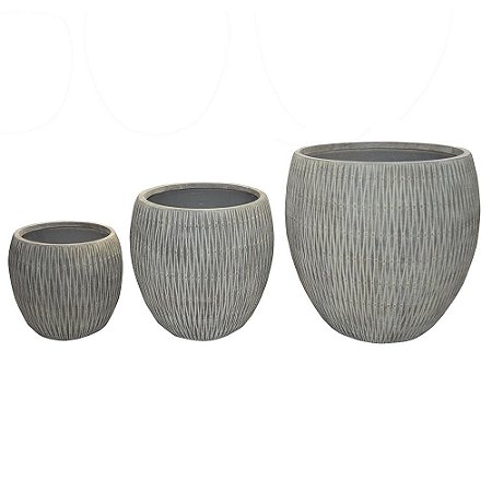 CONJ. DE VASOS CINZA - 3PCS G:55,5CM X 55CM X 55,55CM M:43,5