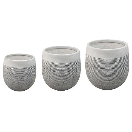 CONJ. DE VASOS BRANCO E CINZA - 3PCS G:55CM X 55CM X 53CM M: