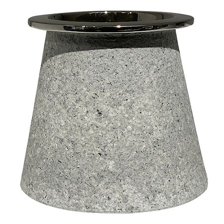 VASO DE CERAMICA ESTILO CIMENTO COM PRATA 19CM X 19CM X 17,5