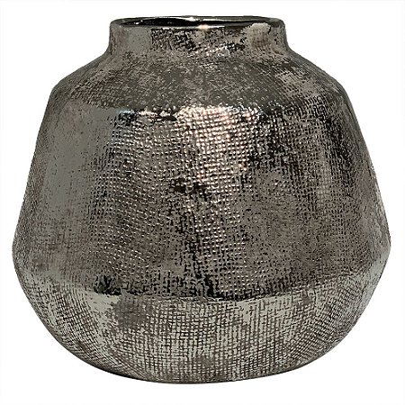 VASO DE CERAMICA PRATA 22,5CM X 22,5CM X 19,5CM