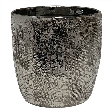 VASO DE CERAMICA PRATA 14CM X 14CM X 13,5CM