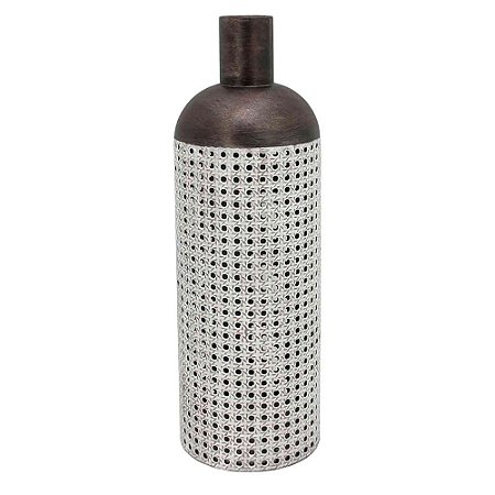 VASO DE CHAO DE METAL RUSTICO BRANCO E MARROM