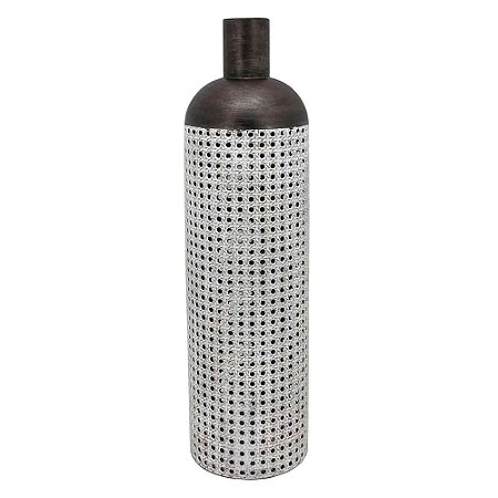 VASO DE CHAO DE METAL RUSTICO BRANCO E MARROM
