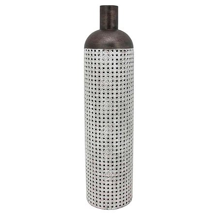 VASO DE CHAO DE METAL RUSTICO BRANCO E MARROM