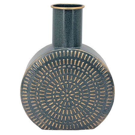 VASO DE METAL AZUL MARINHO E DOURADO