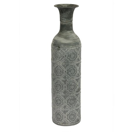 VASO DE METAL PRATA 14CM X 14CM X 48CM