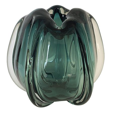 VASO DE VIDRO VERDE - MURANO 24,5CM X 24,5CM X 22CM