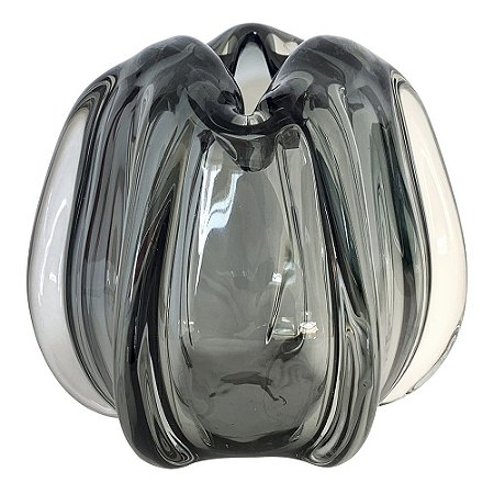 VASO DE VIDRO CINZA - MURANO 24,5CM X 24,5CM X 22CM
