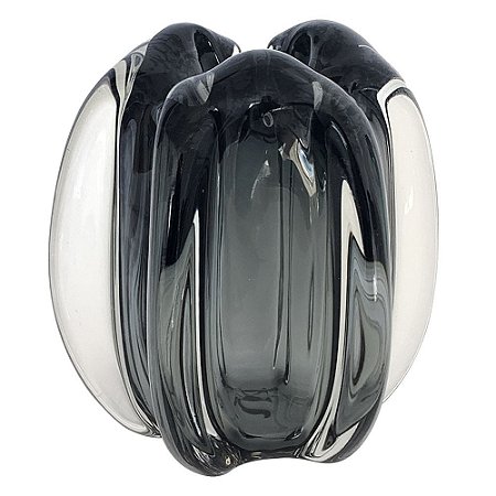 VASO DE VIDRO CINZA - MURANO 14,5CM X 14,5CM X 16CM