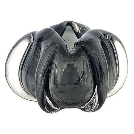 VASO DE VIDRO CINZA - MURANO 18CM X 18CM X 12CM