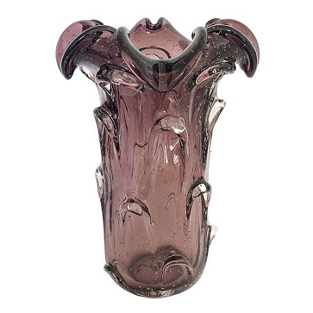 VASO DE VIDRO ROXO - MURANO 21CM X 21CM X 30CM