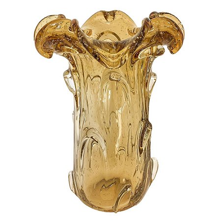 VASO DE VIDRO AMBAR - MURANO 21CM X 21CM X 30CM
