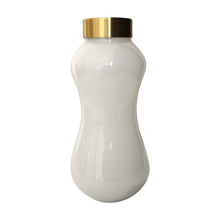VASO DE VIDRO BRANCO E DOURADO