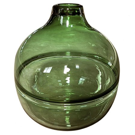 VASO DE VIDRO TRANSPARENTE VERDE 19CM X 19CM X 21CM
