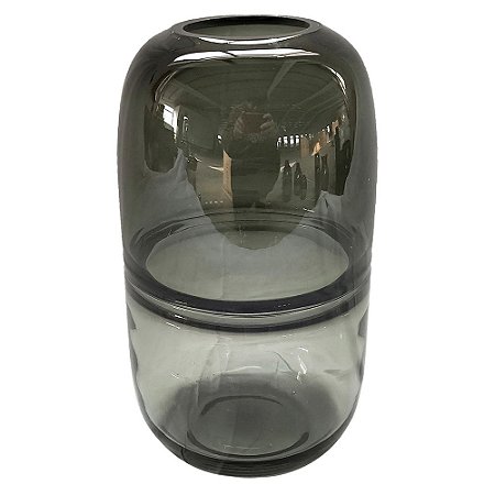 VASO DE VIDRO TRANSPARENTE FUME 15CM X 15CM X 27CM