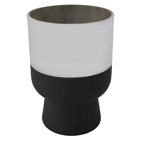 VASO DE VIDRO METALIZADO PRATA E PRETO