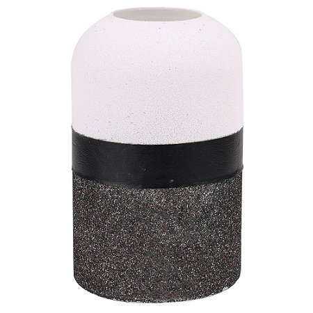 VASO DE VIDRO CINZA, PRETO E BRANCO 14CM X 14CM X 20CM