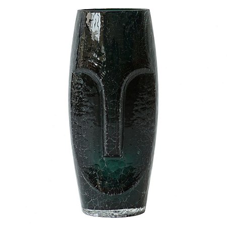 VASO DE VIDRO PRETO EM FORMATO DE ROSTO